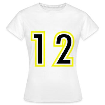 12 Zahl College - Frauen T-Shirt - Weiß - Vorne - AI Model Female 172 dark (172cm)