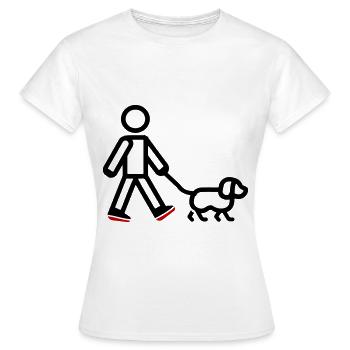 Chien promenant le chien - T-shirt Femme - blanc - Devant - AI Model Female 172 dark (172cm)