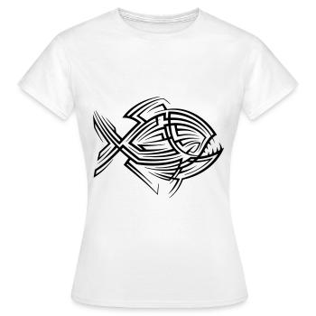 Piranha Tribal Tattoo - Women's T-Shirt - white - Front - AI Model Female 172 dark (172cm)