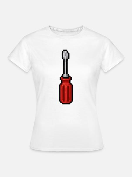 Pixel Schraubendreher Rot - Frauen T-Shirt - Weiß