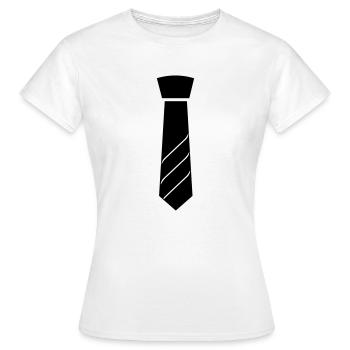 Cravate - T-shirt Femme - blanc - Devant - AI Model Female 172 dark (172cm)