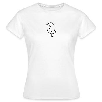 Spatz Vogel – Piepmatz Küken Tweet Vögelchen - Frauen T-Shirt - Weiß - Vorne - AI Model Female 172 dark (172cm)