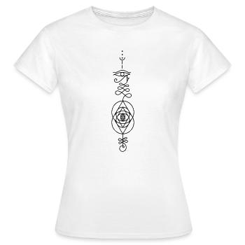 RA Totem – Ägyptische Sonnenenergie - Frauen T-Shirt - Weiß - Vorne - AI Model Female 172 dark (172cm)