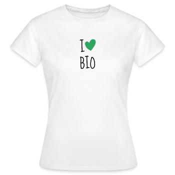 I LOVE BIO - ORGANIC PRODUCTS - BIO LOVER - NATURLIEBE - Women's T-Shirt - white - Front - AI Model Female 172 dark (172cm)