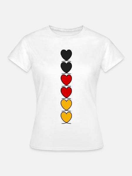 Deutschland Herzen - Frauen T-Shirt - Weiß