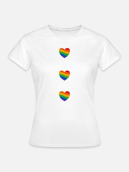 Pride-Flagge Regenbogenherzen - Frauen T-Shirt - Weiß