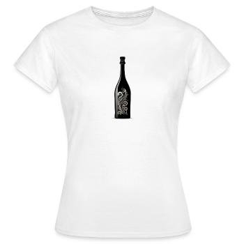 Black Sparkling Water Wine Bottle Silhouette - Women's T-Shirt - white - Front - AI Model Female 172 dark (172cm)