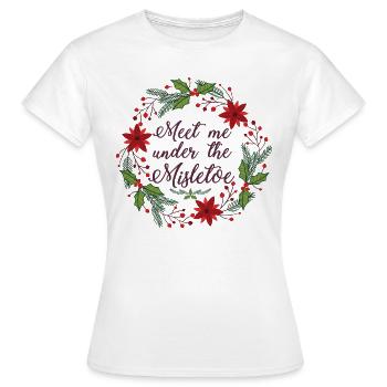 Mistelzweig Geschenkidee Geschenk Weihnachten - Frauen T-Shirt - Weiß - Vorne - AI Model Female 172 dark (172cm)