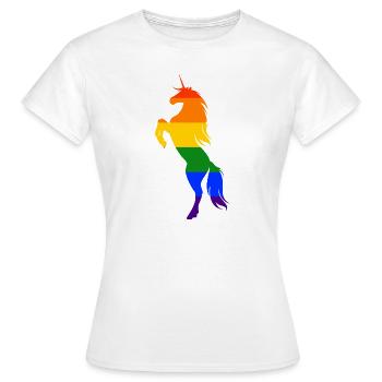 Licorne LGBT Gay Pride Rainbow CSD - T-shirt Femme - blanc - Devant - AI Model Female 172 dark (172cm)
