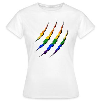 LGBT Wunde Gay Pride Regenbogen Coming Out - Frauen T-Shirt - Weiß - Vorne - AI Model Female 172 dark (172cm)