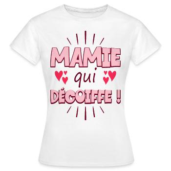 Femme Mamie Qui Décoiffe Meilleure Mamie - T-shirt Femme - blanc - Devant - AI Model Female 172 dark (172cm)