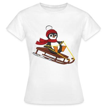 Pingouin de traîneau à neige - Animaux mignons Drôle d’hiver - T-shirt Femme - blanc - Devant - AI Model Female 172 dark (172cm)