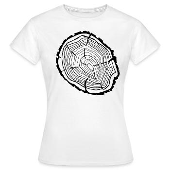 Disque de bois Anneaux d’arbres - T-shirt Femme - blanc - Devant - AI Model Female 172 dark (172cm)