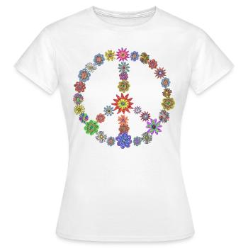Hippie Flower Power Geschenk 70er Love - Poly Art - Frauen T-Shirt - Weiß - Vorne - AI Model Female 172 dark (172cm)