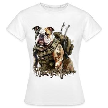 Bulldog en tant que soldat - T-shirt Femme - blanc - Devant - AI Model Female 172 dark (172cm)