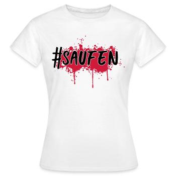 #SAUFEN - Frauen T-Shirt - Weiß - Vorne - AI Model Female 172 dark (172cm)
