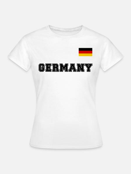 Deutschland Trikot Look – GERMANY mit Flagge Fahne - Frauen T-Shirt - Weiß