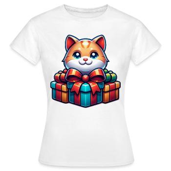 Chat Noël Enfants Famille Saint-Nicolas - T-shirt Femme - blanc - Devant - AI Model Female 172 dark (172cm)