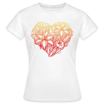 FLOWER HEART. Beautiful heart of bouquet of flowers. - Women's T-Shirt - white - Front - AI Model Female 172 dark (172cm)