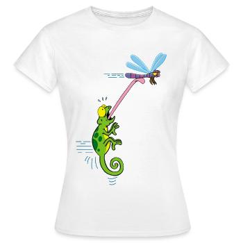 Chamäleon und Libellen - Frauen T-Shirt - Weiß - Vorne - AI Model Female 172 dark (172cm)
