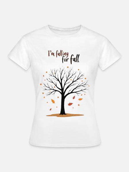 Kahler Baum „Herbstverliebt“ Humor - Frauen T-Shirt - Weiß