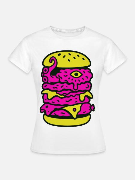 Monsterburger im Pop-Art Stil - Frauen T-Shirt - Weiß