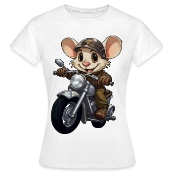 Mäuschen Motorrad / Motorradfahrer Mäuschen - Frauen T-Shirt - Weiß - Vorne - AI Model Female 172 dark (172cm)