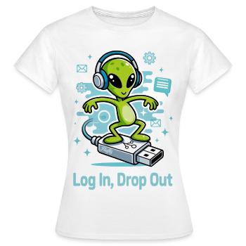👽 Alien sur l’USB Surf - T-shirt Femme - blanc - Devant - AI Model Female 172 dark (172cm)