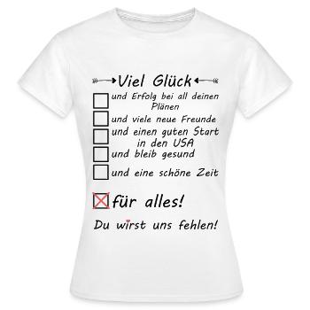 Someone who goes to America USA Good luck - Women's T-Shirt - white - Front - AI Model Female 172 dark (172cm)