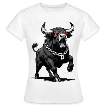 Bitcoin Bull Red Laser Eyes Crypto Bull Run - Women's T-Shirt - white - Front - AI Model Female 172 dark (172cm)