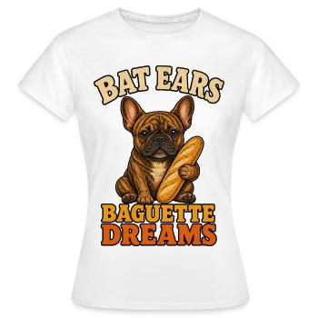 Bat Ears Frenchie Baguette Träume - Frauen T-Shirt - Weiß - Vorne - AI Model Female 172 dark (172cm)