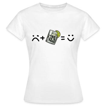 Triste moi (triste) + Gin Tonic = Happy Me - T-shirt Femme - blanc - Devant - AI Model Female 172 dark (172cm)