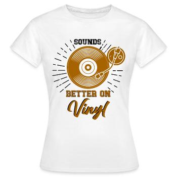 Retro Vinyl Sammlung Schallplatte Plattenspieler - Frauen T-Shirt - Weiß - Vorne - AI Model Female 172 dark (172cm)