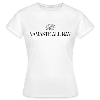 Namaste All Day Lotus - Méditation Bohème Yoga - T-shirt Femme - blanc - Devant - AI Model Female 172 dark (172cm)