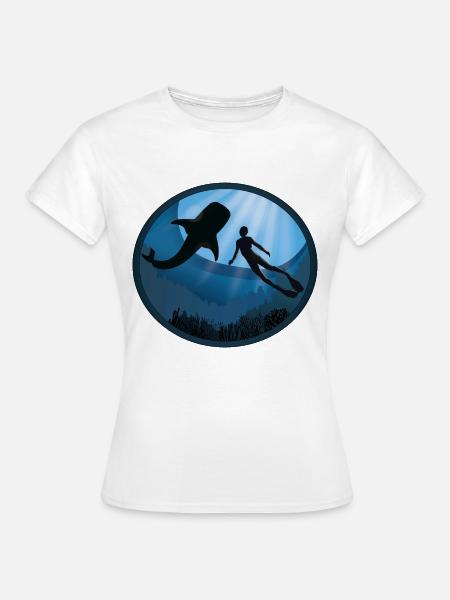 Taucher mit Walhai - Frauen T-Shirt - Weiß