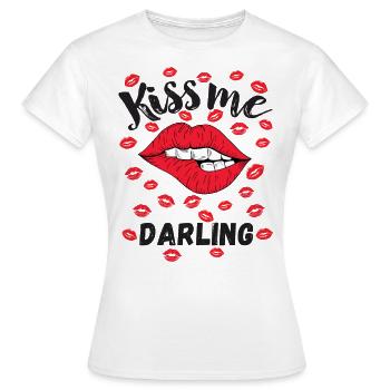 Kiss me Darling - Frauen T-Shirt - Weiß - Vorne - AI Model Female 172 dark (172cm)