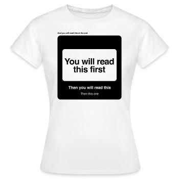 À lire en premier Humour Pensée de la perception du cerveau - T-shirt Femme - blanc - Devant - AI Model Female 172 dark (172cm)