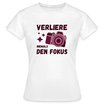 Fotograf Objektiv Spiegelreflex Blende geschenk - Frauen T-Shirt - Weiß - Vorne - AI Model Female 172 dark (172cm)