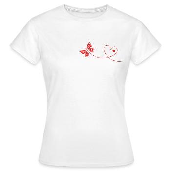Butterfly with heart, Valentine's Day, birthday - Women's T-Shirt - white - Front - AI Model Female 172 dark (172cm)