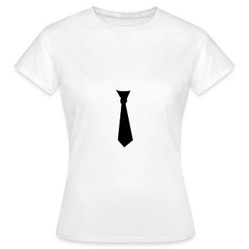 cravate noire | Cravate cravate - T-shirt Femme - blanc - Devant - AI Model Female 172 dark (172cm)