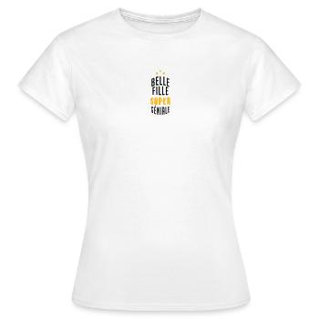 belle-fille / beau-fils / beau fils / belle fille - T-shirt Femme - blanc - Devant - AI Model Female 172 dark (172cm)