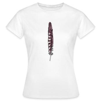 Feather brown-white hand-drawn (kestrel) - Women's T-Shirt - white - Front - AI Model Female 172 dark (172cm)