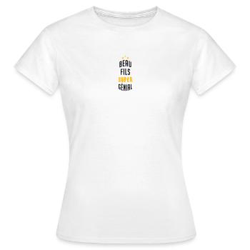 belle-fille / beau-fils / beau fils / belle fille - T-shirt Femme - blanc - Devant - AI Model Female 172 dark (172cm)