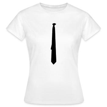 Krawatte lässig - Frauen T-Shirt - Weiß - Vorne - AI Model Female 172 dark (172cm)