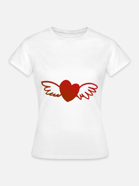 Herz mit Flügel - Frauen T-Shirt - Weiß