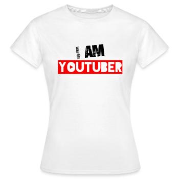 I am Youtuber - Women's T-Shirt - white - Front - AI Model Female 172 dark (172cm)