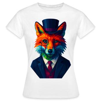 WPAP Style Animals - Renard Élégant Costume Monocle - T-shirt Femme - blanc - Devant - AI Model Female 172 dark (172cm)