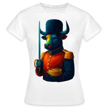 Animaux de style WPAP - Taureau en uniforme avec sabre - T-shirt Femme - blanc - Devant - AI Model Female 172 dark (172cm)