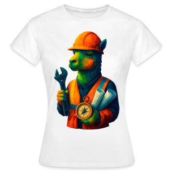WPAP Style Animals - Alpaca Engineer with Safety Helmet - Women's T-Shirt - white - Front - AI Model Female 172 dark (172cm)