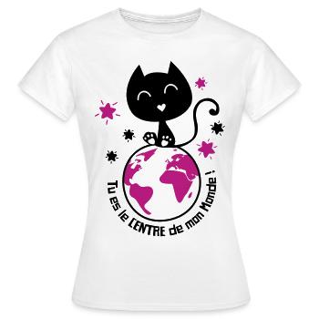 Un amour de chat, déclaration d'amour ! - T-shirt Femme - blanc - Devant - AI Model Female 172 dark (172cm)